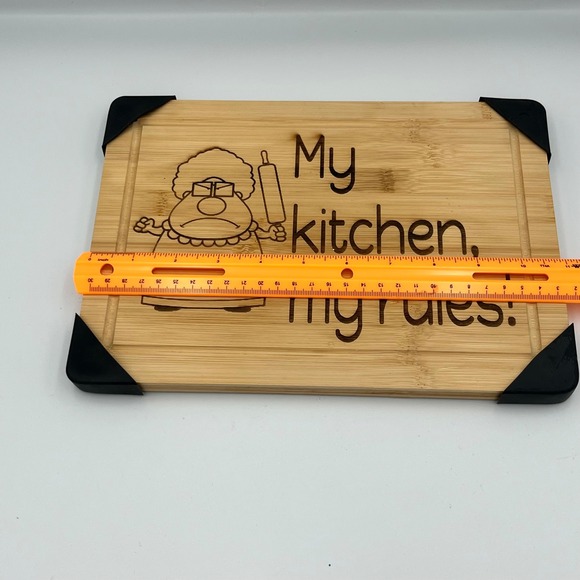 My Kitchen My Rules Bamboo Cutting Board Funny Grandma Gift - Picture 4 of 8